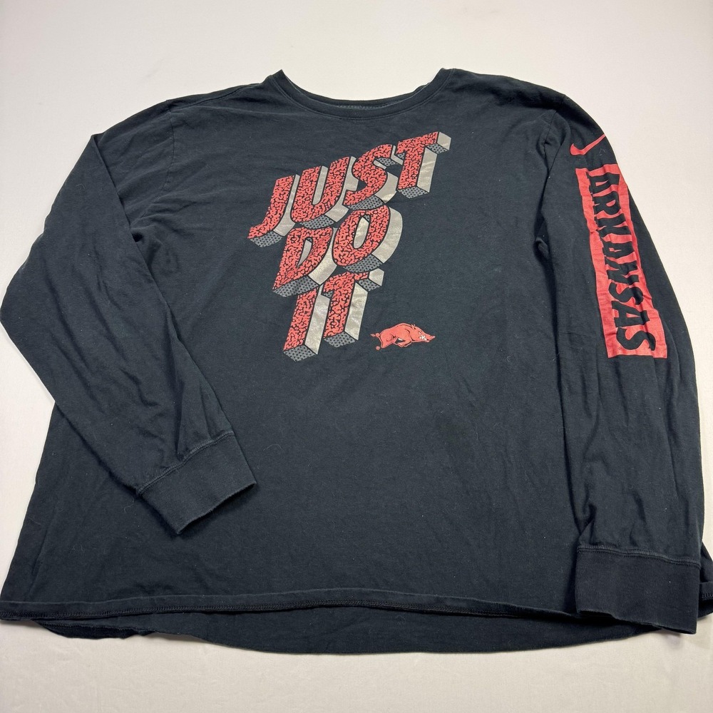 Nike Arkansas Razorbacks Shirt Mens XXL Black NCAA Football Just Do It